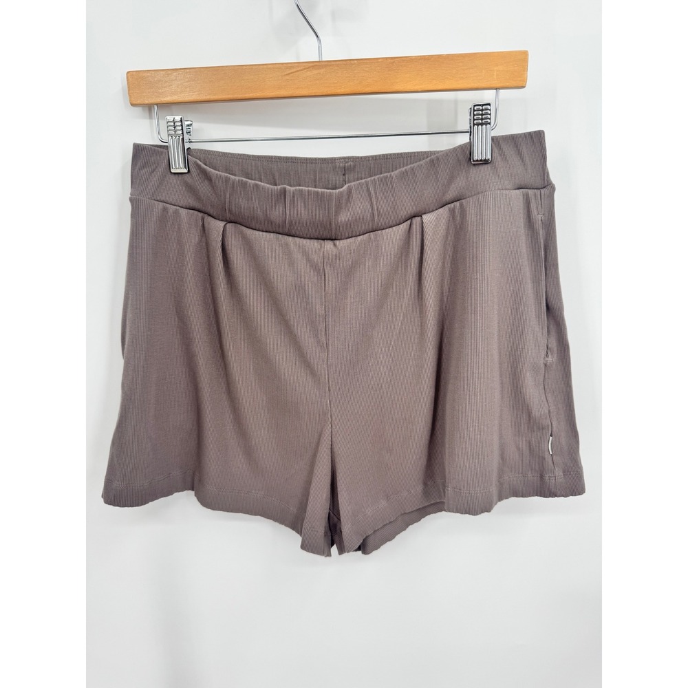 Vuori Pose Short Womens XL Brown Ribbed Knit High Rise Loungewear VW3141